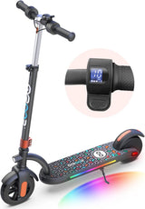 Gyroor Kids Electric Scooter, with 200W Motor & LED Visible Display, Colorful Lights, Adjustable Speed and Height, 10 Mph & 10 Miles Range Electric Scooter, Electric Scooter for Kids Ages 8-12