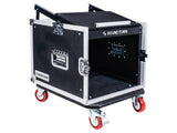 Sound Town 8-Space Pa/dj Rack/Road Case with Slant Mixer Top and Casters (STMR-8UW)